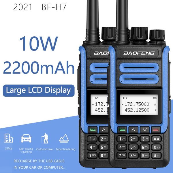 

walkie talkie 2pcs baofengbf-h7 walkietalkie tri-power 10/5/1w dual band uhf vhf transmitter 10w high powerful upgrade of uv-5r two way radi