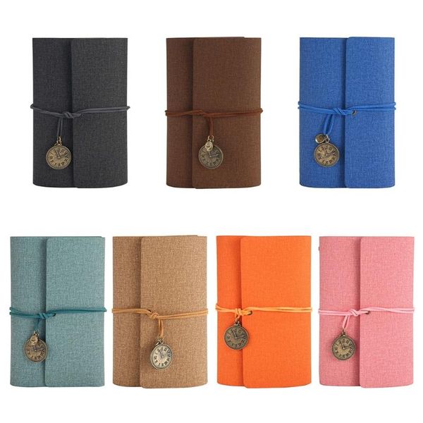 

loose-leaf tri-fold travel handbook pu leather notebook stationery notepad multi-purpose scrapbook convenient 8 colors notepads, Purple;pink