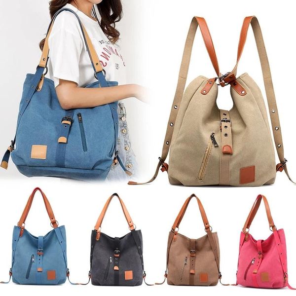 

outdoor bags canvas women shoulder multifunction back pack for students school travel large capacity