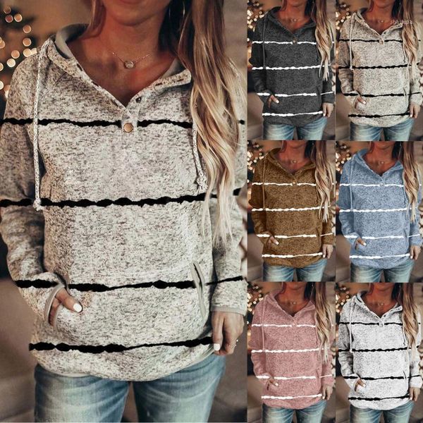 

hoodie women oversize s-3xl ladies striped printed long sleeve hooded with pockets collar chaqueta con sombrero c501, Black