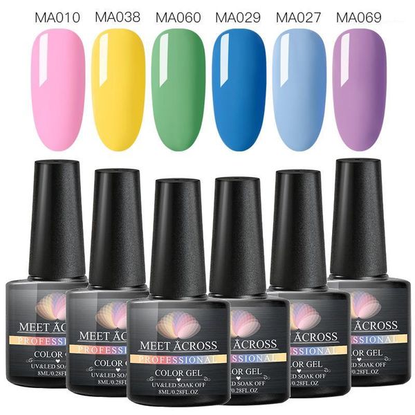 

across 6 pcs/set colorful gel nail polish varnish set for uv led soak off art1