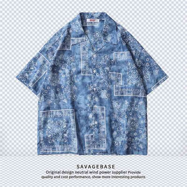 

men's street fashion brand new summer hip hop cashew digital printed hawaiian inch shirt, White;black