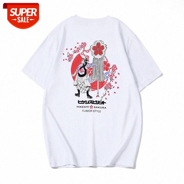 

summer short-sleeved t-shirt men's loose cotton youth japanese tide brand printing plus size upper clothes #fp1g, White;black