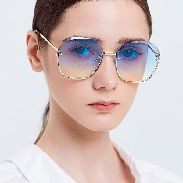 

sunglasses abay rimless round women ocean water lens luxury metal eyewear female brand designer camping hiking uv400 zonnebrils, White;black