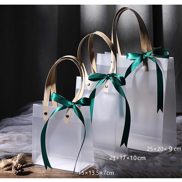 

gift wrap 50/100pcs transparent frosted pp handbag christmas packing candy bridesmaid wedding souvenir flower year bag