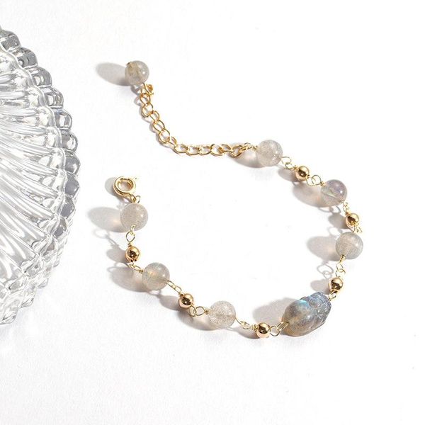 

xiaoxiao bardo crystal moonstone bracelet female ins special-interest design lucky year women charm bracelets, Golden;silver