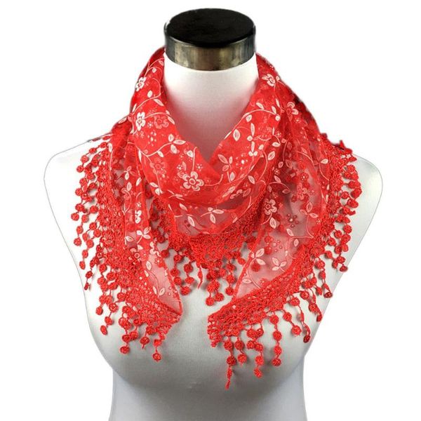 

cycling caps & masks scarves lace tassel long women ladies girls soft 140cm cute sheer burntout floral print autumn winter shawl, Black