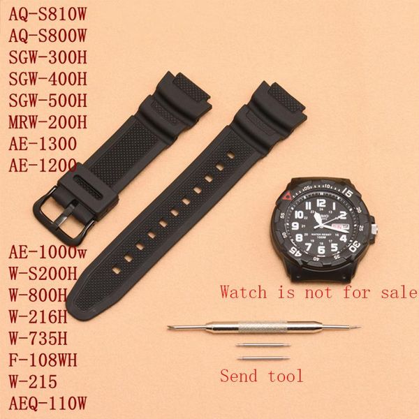 

watch bands accessories 18mm for mrw-200h|w-752|w-s210h|w-800h|w-735h men's and women's sports waterproof resin strap, Black;brown
