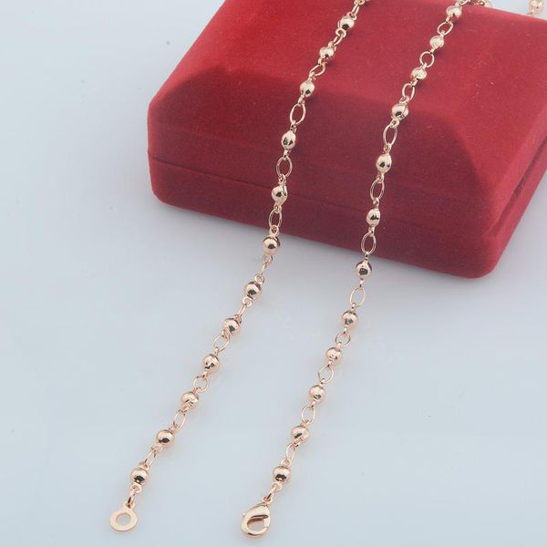 

chains 4mm bead link women rose gold color necklace bracelet, Silver