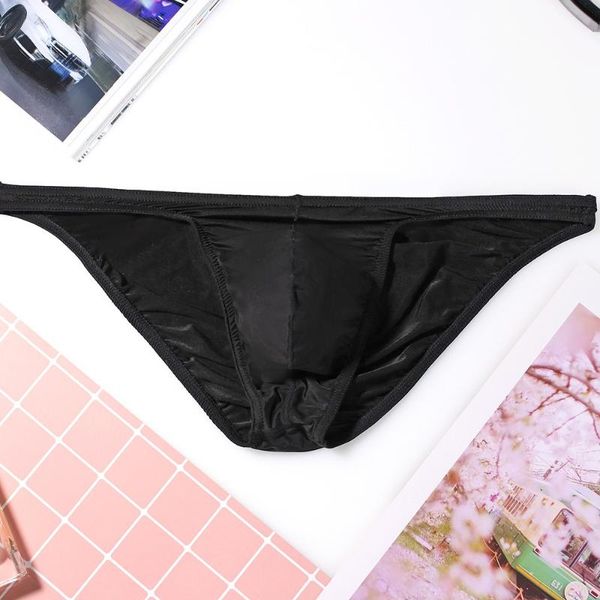 

underpants men thin ice silk breathable briefs underwear boxer nylon, Black;white