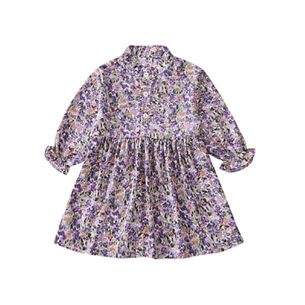 

children dress spring autumn long sleeves floral print princess party toddler kid clothes for 2-6y 210528, Red;yellow