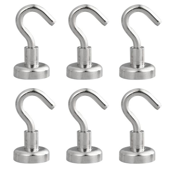 

hooks & rails 6pcs magnetic strong hanging household (silver)