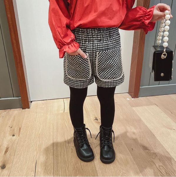

girls thicken plaid shorts winter cotton fashion 1-6 years yt736, Black