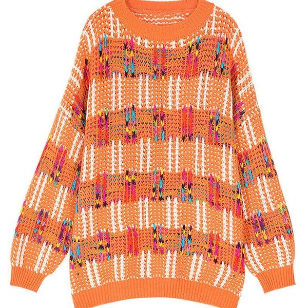 

women's sweaters mix-color knitted pullover long sleeve o-neck sweater women cozy vintage female autumn winter harajuku outfits, White;black