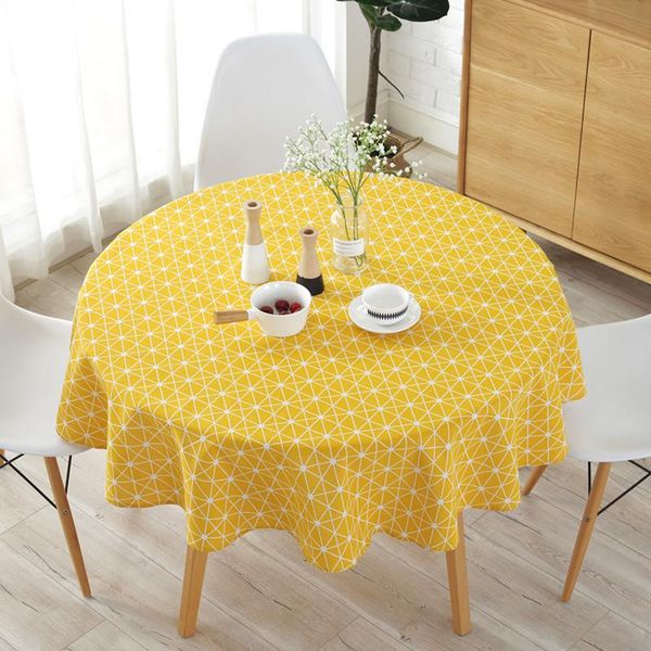 

table cloth round home decor plain cotton linen stripe pattern cover washable for tea