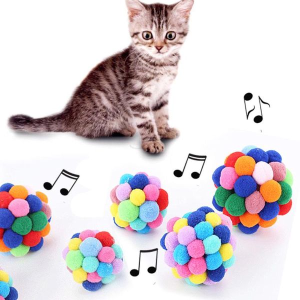 

cat toys 1pcs pet colorful ball with sound funny treats for cats kitten toy