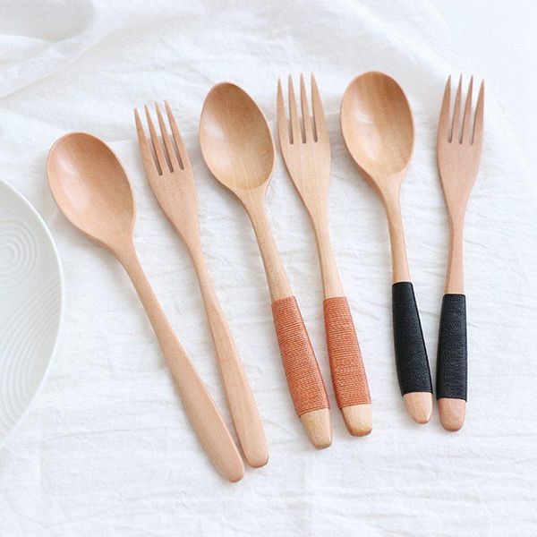

spoons dinner kit rice soups natural wooden spoon and fork utensil cereal handmade home tableware dinnerware cutlery for kicthen