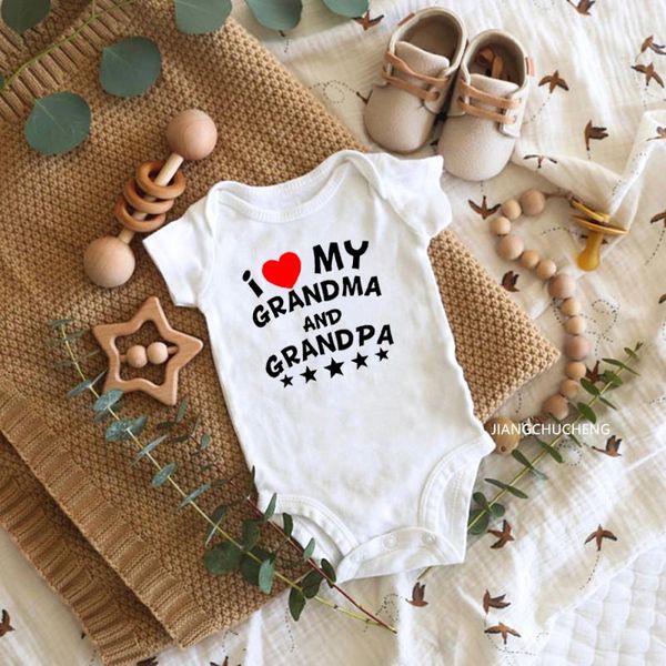 Strampler Lustiger geborener Baby-Body „I Love My Grandma And Opa“, bedruckt, kurzärmelig, Strampler, Overall, Körper, Junge, Mädchen, Einteiler