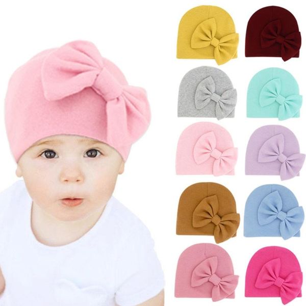 Şapkalar Kapaklar Doğdu Beanie Şapka Eldivenleri Set Bebek Yay Kapağı Mittens Kit Bebekler Sonbahar Kış Sıcak Pamuk Kafa Sarısı Eldiven Duş Hediyeleri