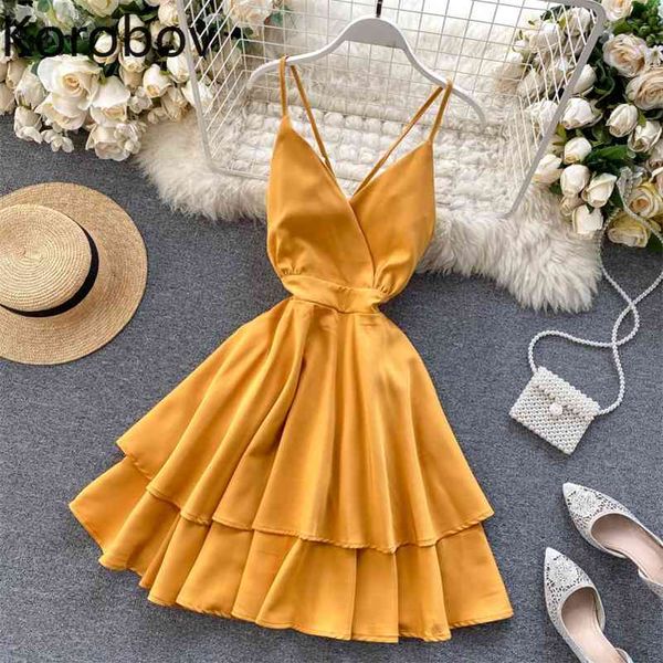 

korobov summer beach style women dress v neck spaghetti strap a-line dresses bohemian bow backless vestidos femme 210430, Black;gray