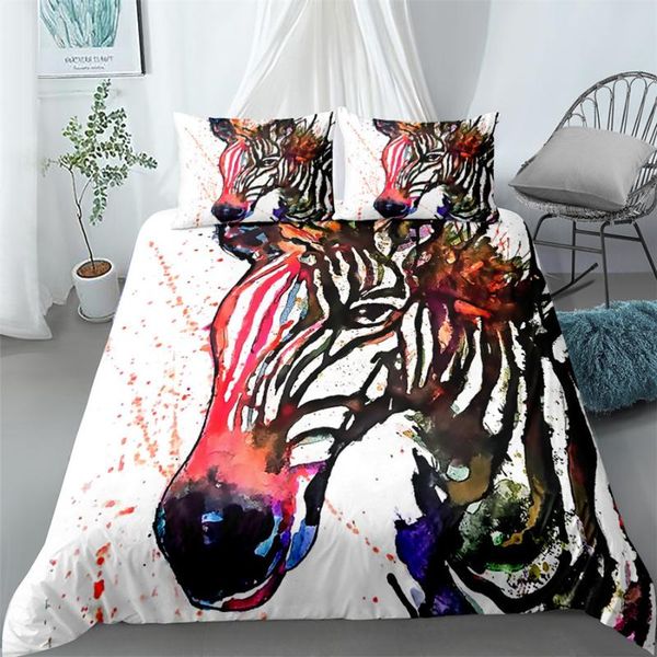 

bedding sets watercolor zebra set single twin full  king size tie dye bed aldult kid bedroom duvetcover 3d print 017