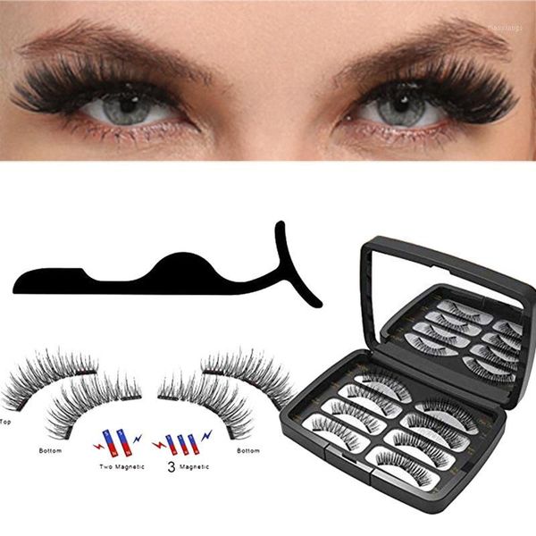 

set 3d magnetic lashes natural long handmade false eyelashes with tweezers box for lash extension beauty tools wimpers1