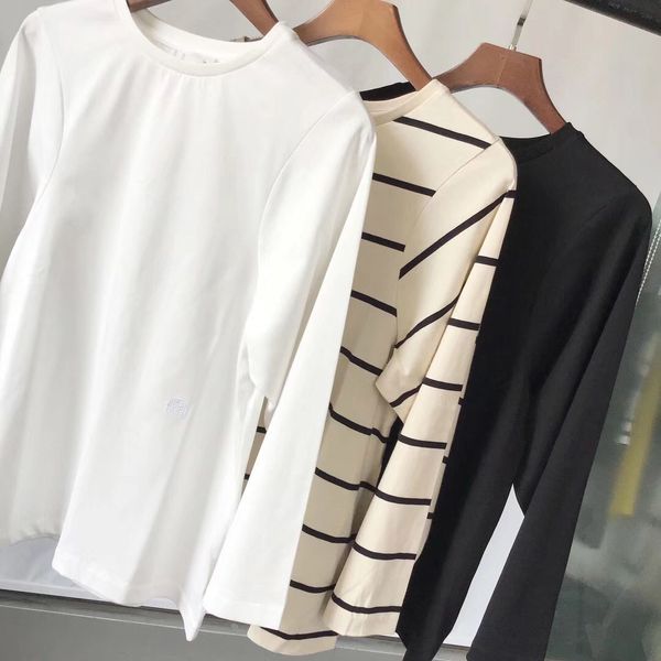 

2021 spring simple cotton round neck nine-point sleeve 3 color t-shirt wos8, White