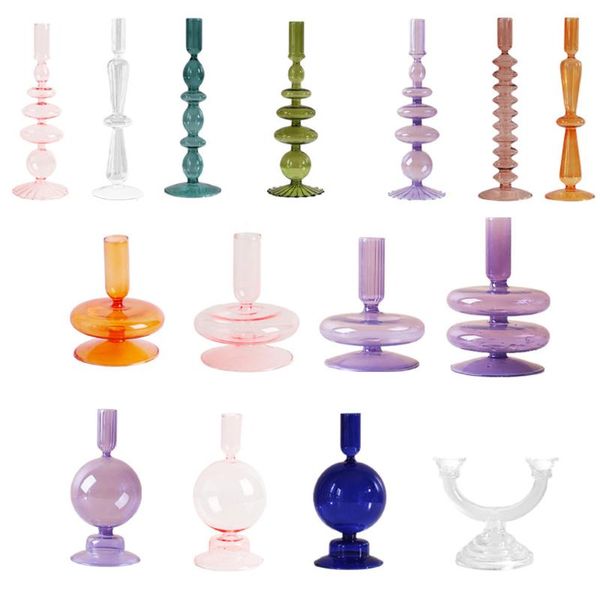 

candle holders decorative clear glass holder stand dry flower vase decor wedding church holiday decoration ornament