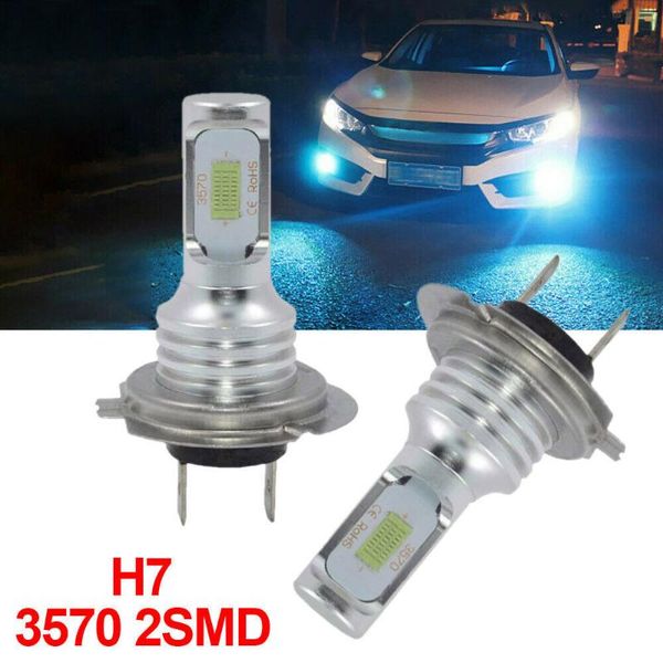 

car headlights 2pcs super bright h7 led 8000k ice blue headlight bulbs kit high low beam 80w 8000lm diecast aluminum housing