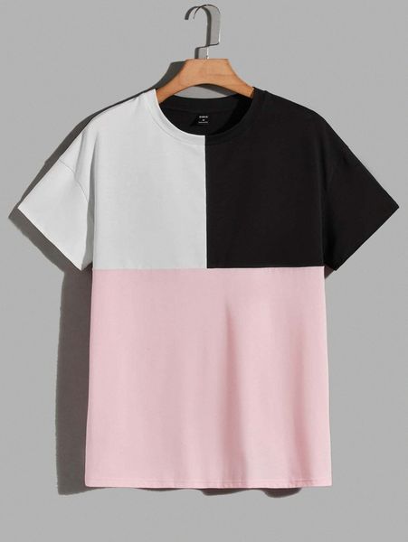 

men colorblock round neck tee w0me#, White;black