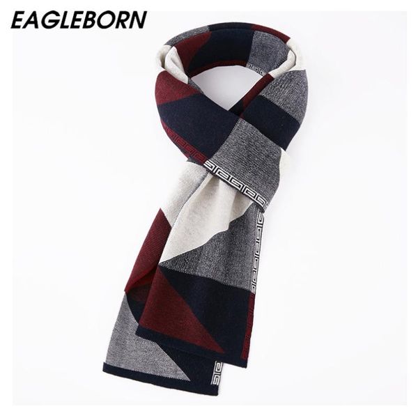 

scarves 2021 eagleborn scarf men winter plaid wool printed knit men's business jacquard autumn woolen, Blue;gray