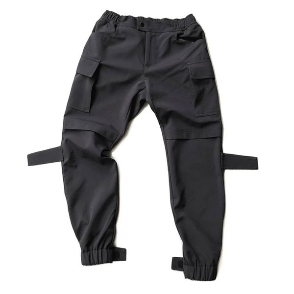 

capris black tactical cargo autumn slim thick pants men streetwear hook & loop fastener at back legs and cuffs