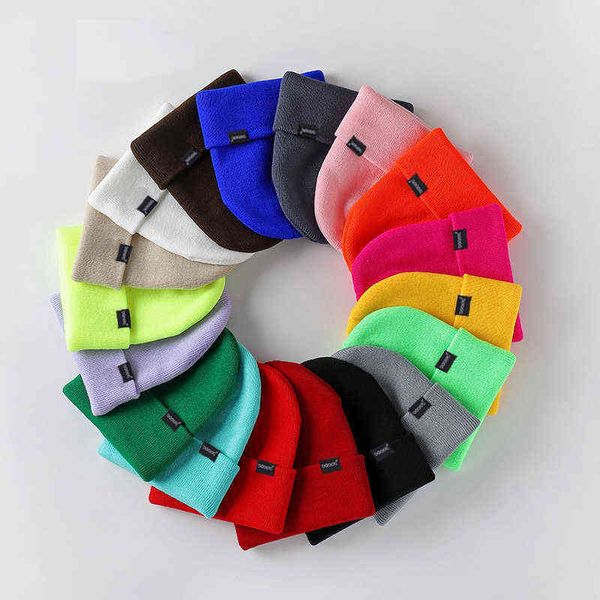 

beanies hat solid color knitted autumn warm hats men women multicolor skullies caps soft elastic colorful cap sport bonnet y21111, Blue;gray