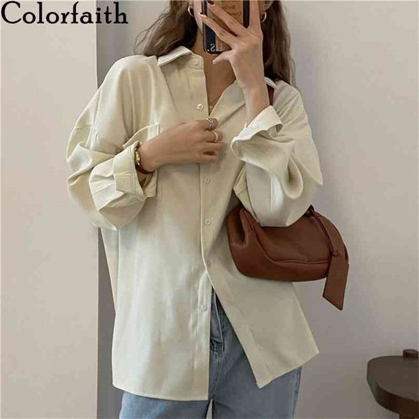 

women spring summer blouse shirts oversize elegant solid pocket korean style office lady wild bl8102 210427, White