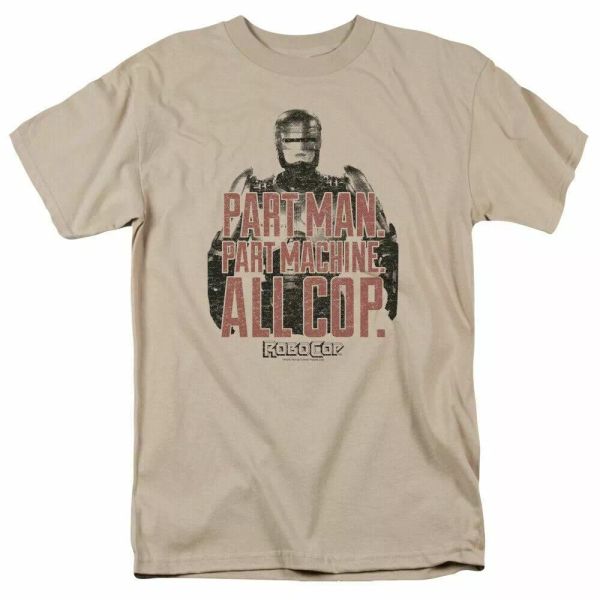 

robocop vintage tagline t shirt mens licensed movie tee sand, White;black