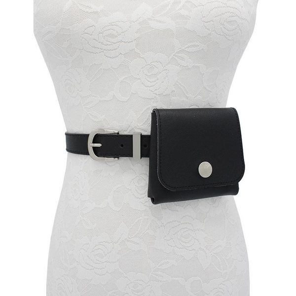 

female belts for women pu leather sashes with bags black feminine fashion korean clothing accessories waist