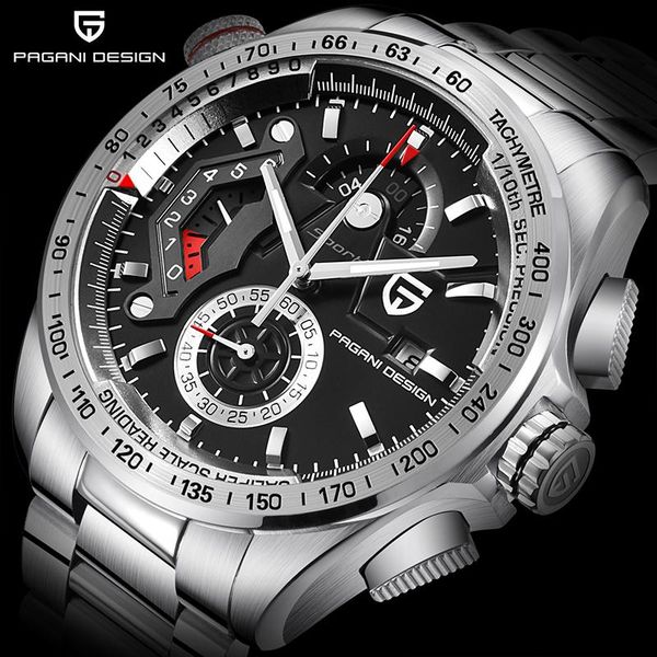 

stainless steel sports men chronograph quartz wristwatch mens waterproof military watches for wristwatches, Slivery;brown