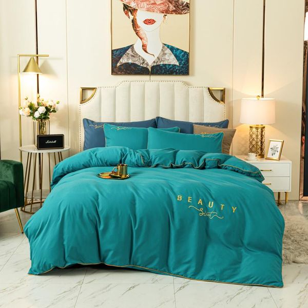 

bedding sets michiko solid color embroidery sweet series four piece set