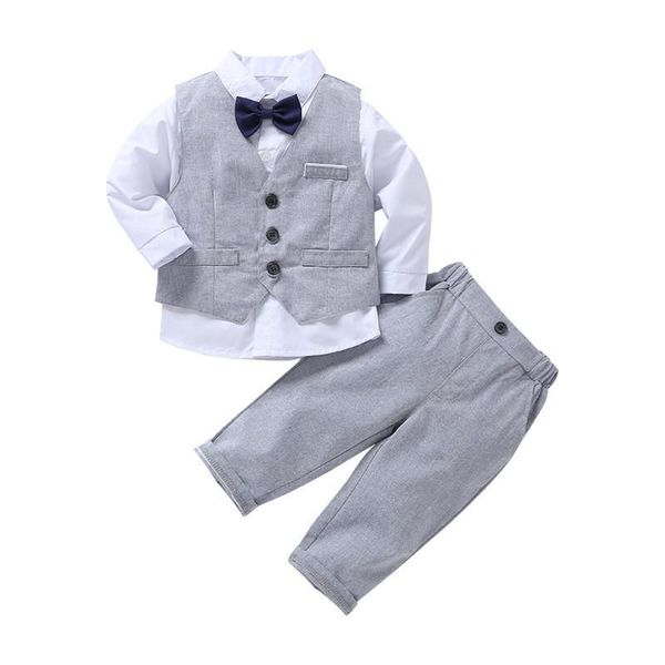 

clothing sets children boys baby spring&autumn boy gentleman suit white shirt with+vest+trousers 3pcs formal kid clothes set