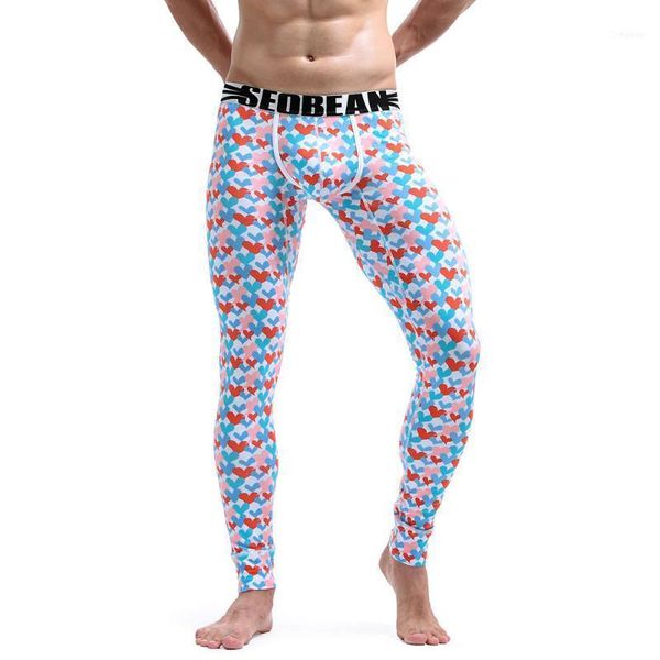

winter warm men fashion long johns thermal underwear love heart tight single leggings pants, Black;brown