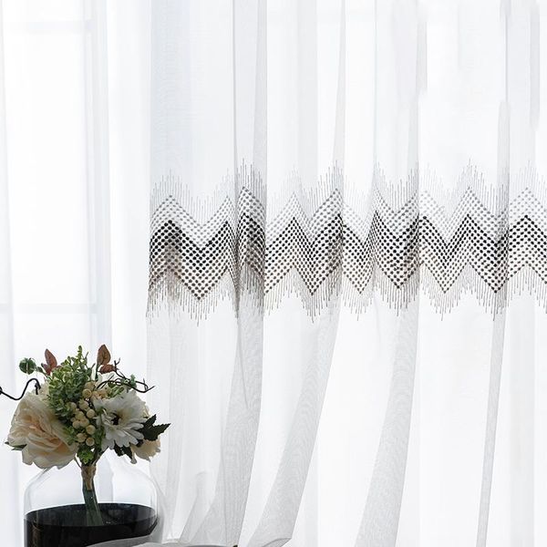 

curtain & drapes broidery tulle window curtains for living room geometry sheer bedroom voile blind finished 847