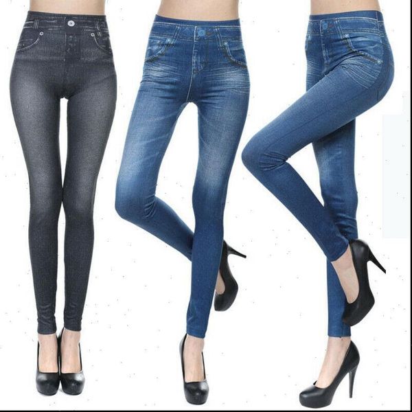

fashion skinny pants stretchy women jeans jeggings high waist pencil trousers, Blue