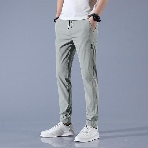 

men's pants loose and breathable straight casual summer ultra-thin quick drying elastic sports, Black