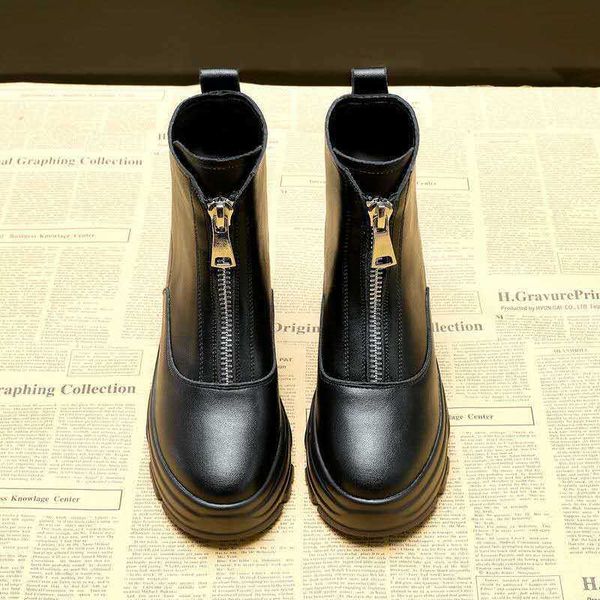 

inner heightening martin female 8cm small british short boots autumn and winter 2021 new student korean version versatile trend, Black