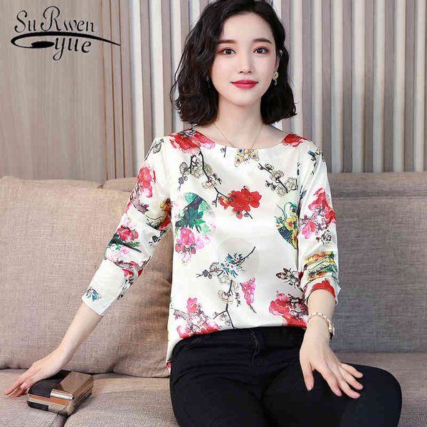 

fashion woman blouses long sleeves female shirt floral print blouse women's causal plus size feminina blusas 1073 40 210521, White