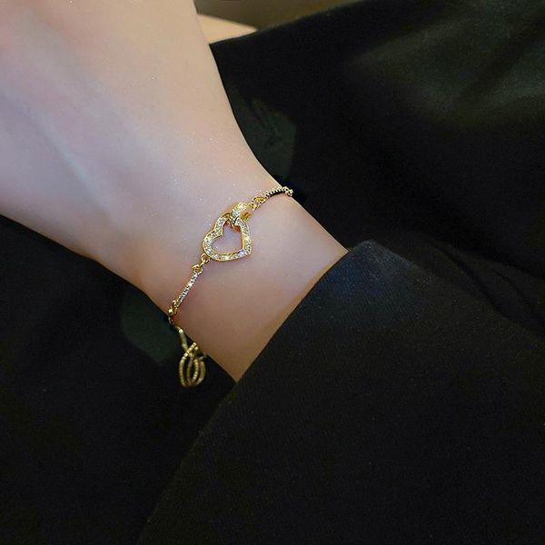 

charm bracelets love zircon bracelet ins small fragrance summer trendy temperament luxury jewelry for women gift, Golden;silver