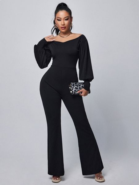 

sxy off shoulder flare leg jumpsuit x0lv#, White