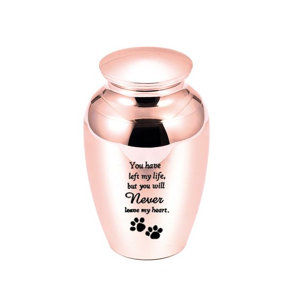 

cremation urn aluminum alloy 70x45mm jar pendant dog paw ashes coffin pot engraved -you have left my life but you will never leave my heart, Silver