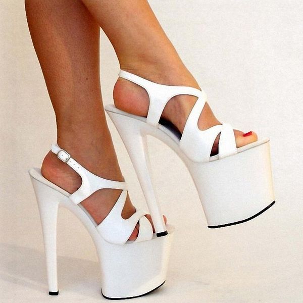 

hollow open toe baking paint white thin heels 20cm roman punk nightclub pole dancing models party dress 8 inches style sandals, Black