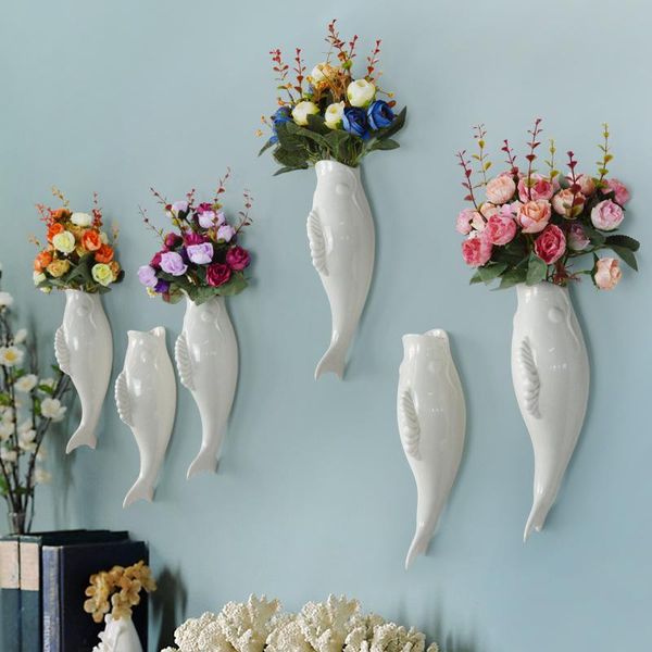 

vases simple modern wall hanging stereo fish vase bedroom living room flower arrangement container creative background decoration